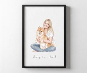 Custom Watercolor Portraits with pet, couple portrait, Christmas Gift, Cat Portraits, Dog Portraits