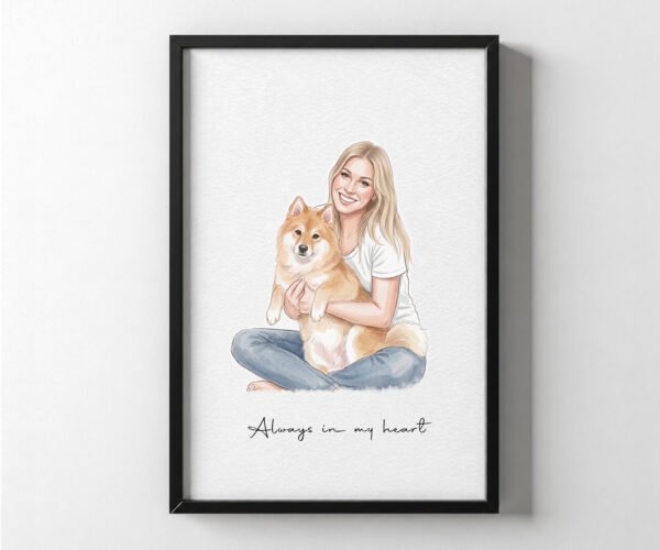 Custom Watercolor Portraits with pet, couple portrait, Christmas Gift, Cat Portraits, Dog Portraits