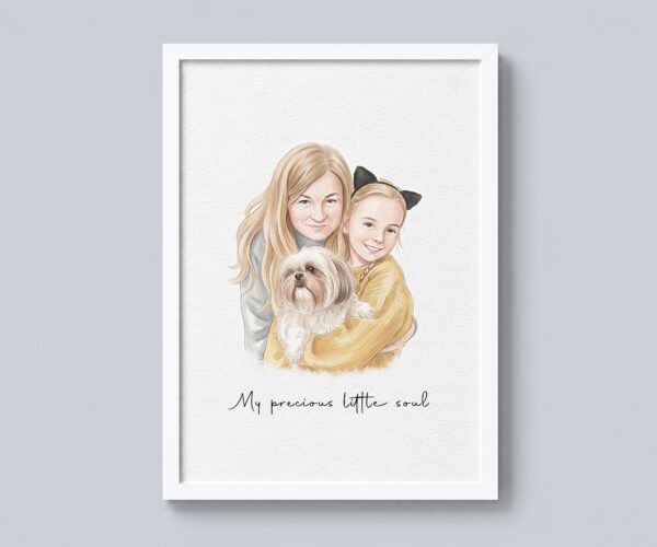 WeCustom Watercolor Pet & Owner Portrait, Couple Portrait With Pet, Dog Portraits, Anniversary Gift for Him, Cat Portraits, Pet Memorial Art