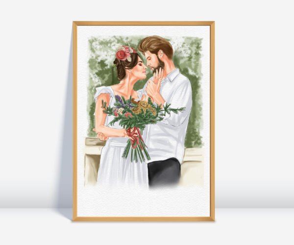 Personalized Watercolor Portrait painting from photo, Anniversary Present, Wedding couple Portrait, Valentines Day Gift for Wife Husband