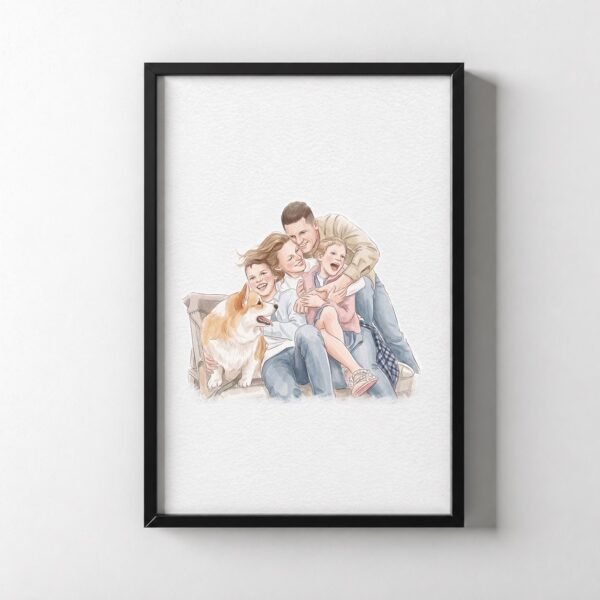 WeCustom Watercolor Pet & Owner Portrait, Couple Portrait With Pet, Dog Portraits, Anniversary Gift for Him, Cat Portraits, Pet Memorial Art