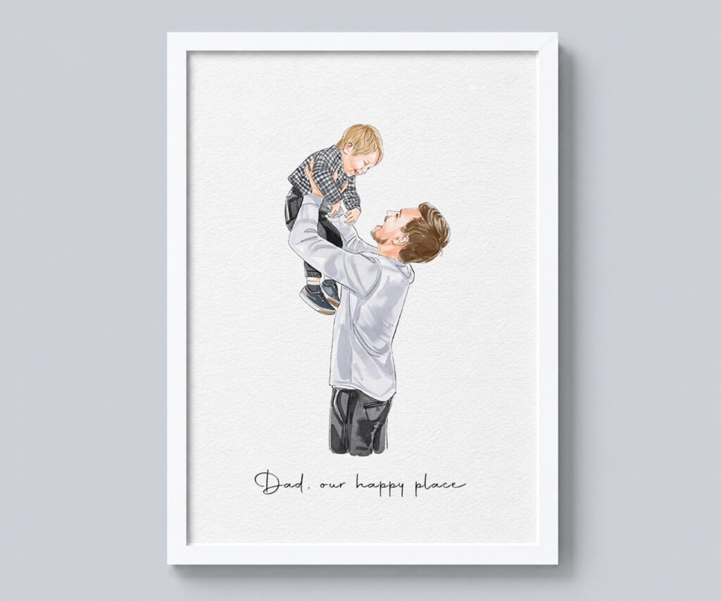 First Fathers Day Present, Personalised Dad Drawing, Birthday Gift From Daughter/Wife, Custom dad portrait, custom Gift for Dad