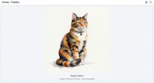 Watercolor painting of calico cat with rich orange and black tones
