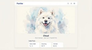 Watercolor portrait of fluffy white Samoyed dog