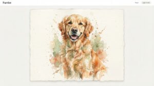 Watercolor portrait of Golden Retriever with expressive brushstrokes
