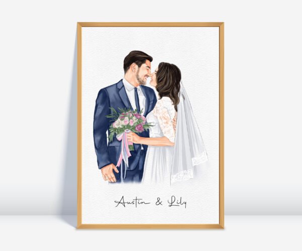 Personalized Gift, Wedding Portrait, Wedding Gift, Anniversary Present, Valentines Day Gift, Gift for Her Him, Wife Husband Gift, Loved one Portrait, Engagement Gift.