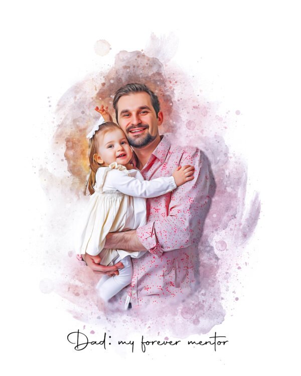 Fathers Day Gift, Gift From Wife, Gift from daughter, New Dad Gift, Gift for Husband, Gift for him Grandpa, first father Gift, Father and Daughter, Personalized gift, Dad birthday gift, Anniversary dad gift, Custom Portrait, Painting from photo - by furrbe.co