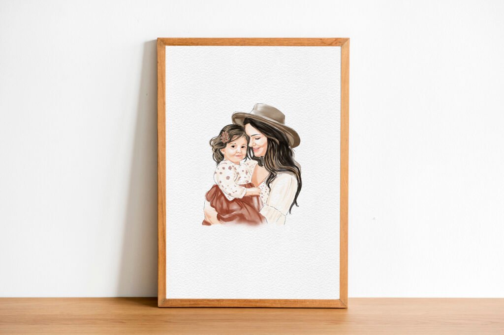 Personalized gift for Mom portrait from photo | Mothers day gift from Daughter | Custom watercolor painting | hand painted Family portrait