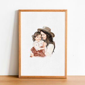 Personalized gift for Mom portrait from photo | Mothers day gift from Daughter | Custom watercolor painting | hand painted Family portrait