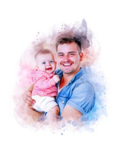 Personalized gift for him that captures special moments. our custom portrait is a unique painting from photo, making it a thoughtful gift from wife or daughter. celebrate father and daughter bonds with this meaningful present - by Furrbe.co