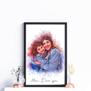 Personalized portrait from photo, Unique mom gift from daughter, mom birthday gift for her, First Mother's Day gift, Custom family portrait