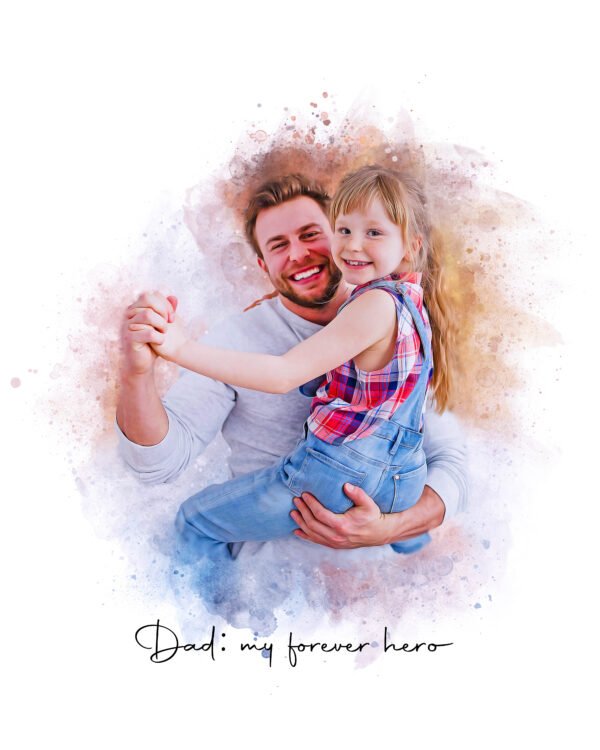 A unique gift for husband or grandpa, this custom portrait painting from photo is a touching way to show love. whether for anniversary, birthday, or just because, it’s a heartfelt gift from daughter or wife - by Pawarty