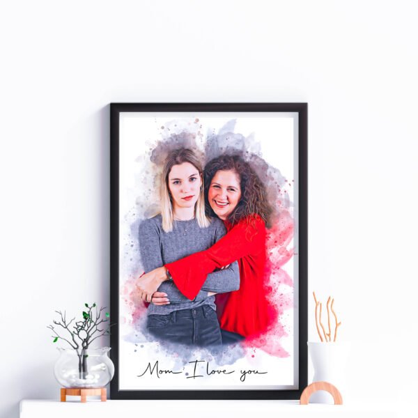 Personalized portrait from photo, Unique mom gift from daughter, mom birthday gift for her, First Mother's Day gift, Custom family portrait