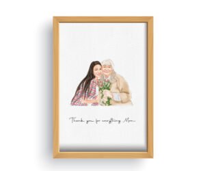 Personalized gift for Mom portrait from photo | Mothers day gift from Daughter | Custom watercolor painting | hand painted Family portrait