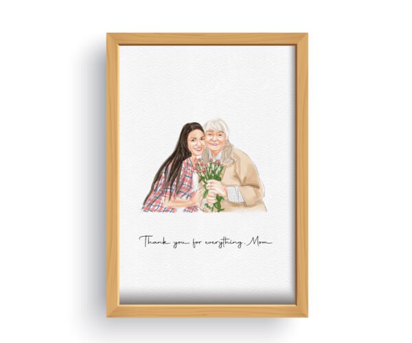 Personalized gift for Mom portrait from photo | Mothers day gift from Daughter | Custom watercolor painting | hand painted Family portrait
