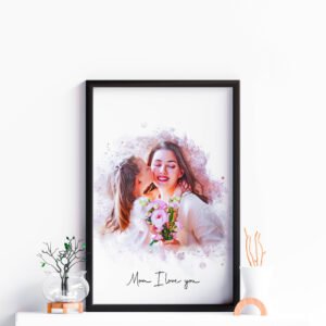first mothers day, gift from daughter, portrait painting, custom family, anniversary gift, mom birthday gift, personalized gifts, dog mom gift, unique mom gift, gift for her, gift for wife, Drawing from photo, Christmas Gift