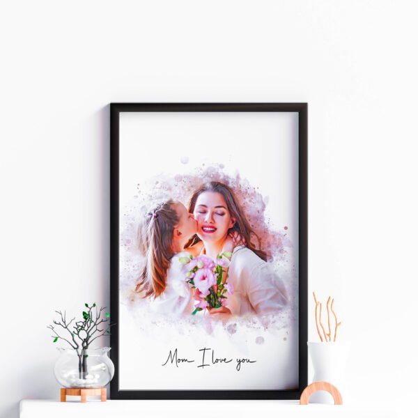 first mothers day, gift from daughter, portrait painting, custom family, anniversary gift, mom birthday gift, personalized gifts, dog mom gift, unique mom gift, gift for her, gift for wife, Drawing from photo, Christmas Gift