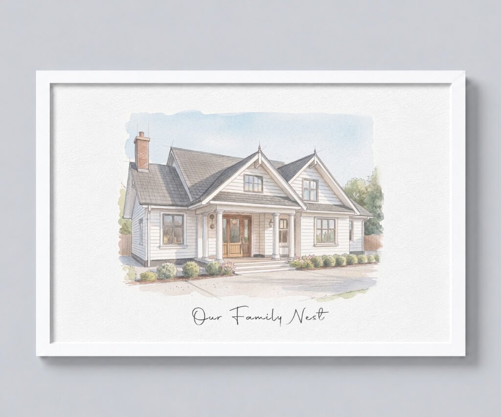 Home portrait, watercolor house painting, housewarming gift, our first home sign, House portrait, home sweet home sign, realtor closing gift