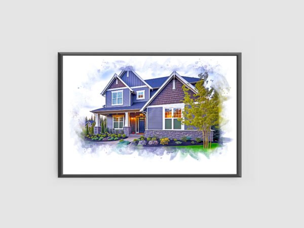 Make your first home special with a personalized home sweet home sign. This watercolor house painting is not just a house portrait but a realtor closing gift that celebrates the joy of moving into a new home - by furrbe.co