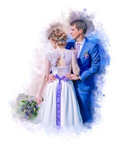 Custom Couple Portrait from Photo, Personalized Gift for him, Watercolor painting, Wedding portrait, engagement gift, Gift for couple, Husband/Boyfriend gift
