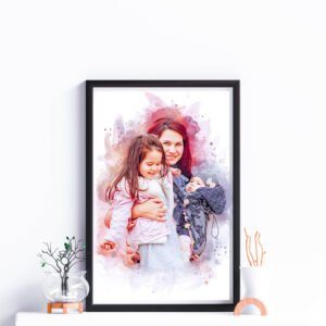 Personalized portrait from photo, Unique mom gift from daughter, mom birthday gift for her, First Mother's Day gift, Custom family portrait