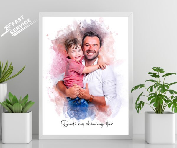 A heartfelt fathers day gift from daughter, perfect for dad, husband, or grandpa. this custom portrait painting from photo turns memories into timeless art. ideal as a birthday gift, anniversary dad gift, or first father gift.