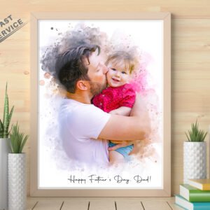 Father's Day gift for dad from daughter, Personalized gift for him / husband / Grandpa, Custom Portrait painting from photo, New dad gift
