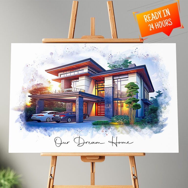 Unique Home Portrait | Watercolor House Painting | Housewarming Gift | New Home Gift | Home Painting | Realtor Closing Gift | House Portrait - by furrbe.co