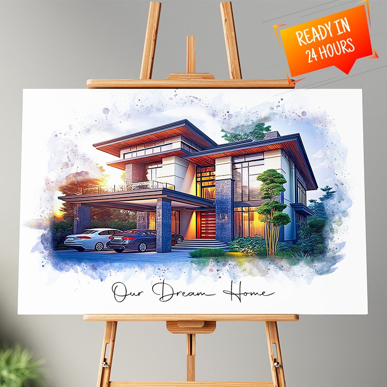 Unique Home Portrait | Watercolor House Painting | Housewarming Gift | New Home Gift | Home Painting | Realtor Closing Gift | House Portrait - by furrbe.co