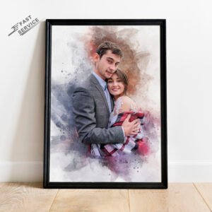Custom watercolor couple portrait from photo | personalized valentine gift for boyfriend, husband, or couple | wedding anniversary gift