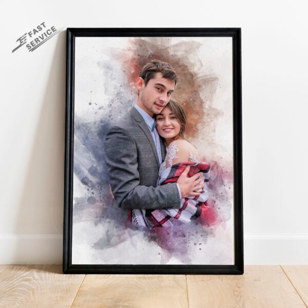 Custom watercolor couple portrait from photo | personalized valentine gift for boyfriend, husband, or couple | wedding anniversary gift